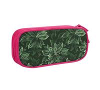 WPUTY Hunter Green Floral Petals Pattern Printed Large Capacity Pencil Case Pink Double-Layer Stationery Organizer Makeup Bag for School, Office, Travel