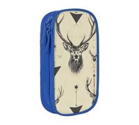 WPUTY Hunting Arrows Triangles Deer Printed Large Capacity Pencil Case Blue Double-Layer Stationery Organizer, Cosmetic & Makeup Bag for Students, Teachers, Adults