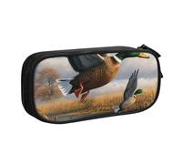 WPUTY Hunting Flying Wild Ducks by The Lake Printed Large Capacity Pencil Case Black Double-Layer Stationery Organizer Makeup Bag for School, Office, Travel