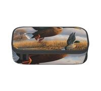 WPUTY Hunting Flying Wild Ducks by The Lake Printed Pencil Case Large Capacity Pen Pencil Bag Stationery Box Makeup Pouch for Office Travel School