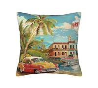 WPUTY island of cuba Printed Linen Cushion Covers 1Pcs, 40x40 CM Throw Pillow Case with Modern Decoration Print Pillowcases for Sofa Bed Car Office Decor