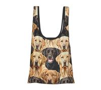 WPUTY labrador retriever Dogs Printed Reusable Shopping Bag Foldable Grocery Bags Washable Cloth Shopping Tote Bags Cute Holiday Bags with Handles