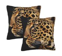 WPUTY Leopard Animal print Printed Furry Cushion Covers (Set of 2), 55x55 CM Throw Pillow Case with Modern Decoration Print Pillowcases for Sofa Bed Office Decor
