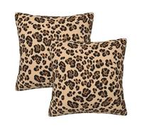 WPUTY Leopard Print Printed Furry Cushion Covers (Set of 2), 55x55 CM Throw Pillow Case with Modern Decoration Print Pillowcases for Sofa Bed Office Decor