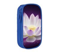 WPUTY Lotus Flower Printed Large Capacity Pencil Case Blue Double-Layer Stationery Organizer, Cosmetic & Makeup Bag for Students, Teachers, Adults