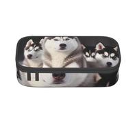 WPUTY Lovely Husky Printed Pencil Case Large Capacity Pen Pencil Bag Stationery Box Makeup Pouch for Office Travel School