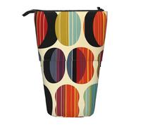 WPUTY Mid Century Modern Retro with Drop Shapes Printed Pencil Case Standing Telescopic Pen Holder for Cosmetics Pouch Makeup Office Bag