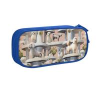 WPUTY Oodles of Poodles Printed Large Capacity Pencil Case Blue Double-Layer Stationery Organizer Makeup Bag for School, Office, Travel