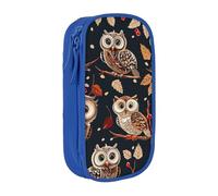 WPUTY Owls on Tree Branche Printed Large Capacity Pencil Case Blue Double-Layer Stationery Organizer, Cosmetic & Makeup Bag for Students, Teachers, Adults