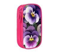 WPUTY Pansies Flower Printed Large Capacity Pencil Case Pink Double-Layer Stationery Organizer, Cosmetic & Makeup Bag for Students, Teachers, Adults