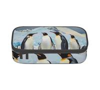 WPUTY Penguins on The Iceberg Printed Pencil Case Large Capacity Pen Pencil Bag Stationery Box Makeup Pouch for Office Travel School
