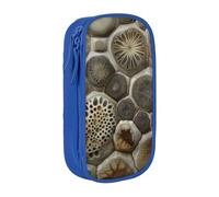WPUTY Petoskey Stone Printed Large Capacity Pencil Case Blue Double-Layer Stationery Organizer, Cosmetic & Makeup Bag for Students, Teachers, Adults