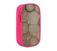 WPUTY Petoskey Stone Printed Large Capacity Pencil Case Pink Double-Layer Stationery Organizer, Cosmetic & Makeup Bag for Students, Teachers, Adults
