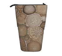 WPUTY Petoskey Stone Printed Pencil Case Standing Telescopic Pen Holder for Cosmetics Pouch Makeup Office Bag
