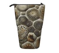 WPUTY Petoskey Stone Printed Pencil Case Standing Telescopic Pen Holder for Cosmetics Pouch Makeup Office Bag
