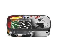 WPUTY Poker Tournament Printed Pencil Case Large Capacity Pen Pencil Bag Stationery Box Makeup Pouch for Office Travel School