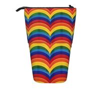 WPUTY Rainbow Pattern Printed Pencil Case Standing Telescopic Pen Holder for Cosmetics Pouch Makeup Office Bag