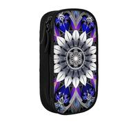 WPUTY Rectangle Mandala Print Printed Large Capacity Pencil Case Black Double-Layer Stationery Organizer, Cosmetic & Makeup Bag for Students, Teachers, Adults