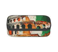 WPUTY Roman Colosseum Italian Flag Printed Pencil Case Large Capacity Pen Pencil Bag Stationery Box Makeup Pouch for Office Travel School