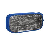 WPUTY School Math Printed Large Capacity Pencil Case Blue Double-Layer Stationery Organizer Makeup Bag for School, Office, Travel