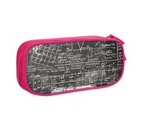 WPUTY School Math Printed Large Capacity Pencil Case Pink Double-Layer Stationery Organizer Makeup Bag for School, Office, Travel