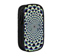 WPUTY Spiral Optical Illusion Art Printed Large Capacity Pencil Case Black Double-Layer Stationery Organizer, Cosmetic & Makeup Bag for Students, Teachers, Adults