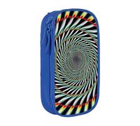 WPUTY Spiral Optical Illusion Printed Large Capacity Pencil Case Blue Double-Layer Stationery Organizer, Cosmetic & Makeup Bag for Students, Teachers, Adults