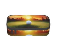 WPUTY Sport Golf Ball Sunset Tree Printed Pencil Case Large Capacity Pen Pencil Bag Stationery Box Makeup Pouch for Office Travel School