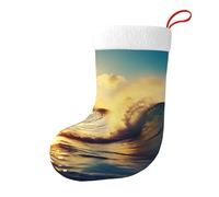 WPUTY Sunset Sea Surfing Seascape Printed Christmas Stockings Goodie Bags Xmas Decorations Stockings Gifts for Christmas Tree Family Holiday Party Ornament