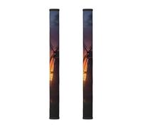 WPUTY Sunset Windmill Printed Refrigerator Door Handle Covers 2-Pack - Protect and Decorate for Fridge Ovens Dishwashers