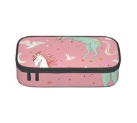 WPUTY Unicorns Pink Printed Pencil Case Large Capacity Pen Pencil Bag Stationery Box Makeup Pouch for Office Travel School