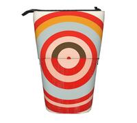WPUTY Vector Design Target Printed Pencil Case Standing Telescopic Pen Holder for Cosmetics Pouch Makeup Office Bag