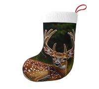 WPUTY Whitetail Deer Fawn in Wilderness Stag Printed Christmas Stockings Goodie Bags Xmas Decorations Stockings Gifts for Christmas Tree Family Holiday Party Ornament