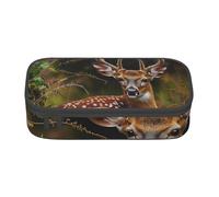 WPUTY Whitetail Deer Fawn in Wilderness Stag Printed Pencil Case Large Capacity Pen Pencil Bag Stationery Box Makeup Pouch for Office Travel School