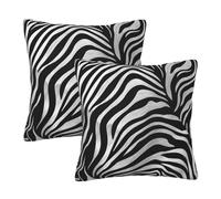 WPUTY zebra-print Printed Furry Cushion Covers (Set of 2), 45x45 CM Throw Pillow Case with Modern Decoration Print Pillowcases for Sofa Bed Office Decor