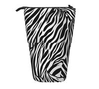 WPUTY Zebra Print Printed Pencil Case Standing Telescopic Pen Holder for Cosmetics Pouch Makeup Office Bag