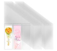 Wpxmer 100 PCS Clear Bookmark Sleeves, Blank Bookmark Holder Sleeves for School and Office Use, 6.7 x 2.3 inches