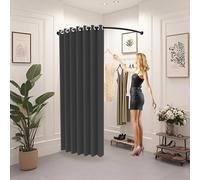 WPYGHLJN Fitting Room Corner Changing, Clothing Store Dressing Room Corner Wall-Mount C-Shaped Rail for Shopping Mall and Office Privacy Protection, Black