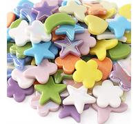 Wq Warmqing 220g Multi Color Mosaic Tiles for Crafts Bulk, Easter Decorations Star Moon Heart Butterfly Flower Glass Mosaic Tiles, Mosaic Glass Pieces for Art, Bunny Eggs Kit for Easter