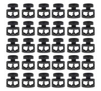 Wqafe 30Pcs Black Plastic Heavy Duty Cord Locks, Double Hole Drawstring Stopper Fastener for Hoodies No Tie Shoelaces, Pants Closures and More