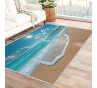WQBQKKX 3D Area Rug for Living Room ocean carpet Seaside Rugs for Living Room Washable Rug for Bedroom Shot for Dining Room Kitchen Office(Blue 81)-150x180cm