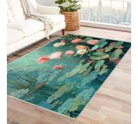 WQBQKKX 3D Area Rugs for Bedroom Vintage Design Flowers And Plants Machine Washable Rug for Bathroom Bedroom Laundry Hallway Room(Green 39)-90x120cm