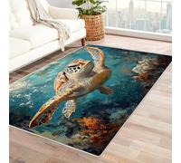 WQBQKKX 3D carpet Hallway Runner Rug ocean Cute Animals Floor Mat for Door Entrance, Bathroom, Stairs, playroom, Living Room, or Area(Orange 34)-150x210cm