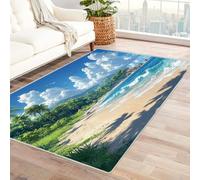 WQBQKKX 3D Large carpet Vintage Area Rugs ocean Natural Scenery Machine Washable Rug for Bathroom Bedroom Laundry Hallway Room(Green 37)-120x180cm