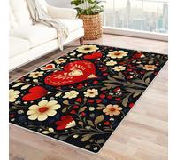 WQBQKKX 3D Modern Kitchen Rugs Vintage Bohemian Style Rug Cute Rugs for Living Room Washable Rug for Bedroom Shot for Dining Room Kitchen Office(Red 28)-180x270cm