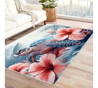 WQBQKKX 3D Ocean Seaside Scenery Carpets Flowers Non Slip Soft Indoor Door Mat - Small Area Rug Room Decorations(Pink 96)-150x180cm