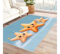 WQBQKKX 3D Ocean Seaside Scenery Carpets Minimalist Non Slip Machine Washable Short Low Pile Rug for Kitchen Dining, Hallway, Office(Yellow 44)-60x90cm