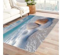 WQBQKKX 3D Ocean Seaside Scenery Carpets Minimalist Rugs Living Room for Bedroom Dining Home Office Soft Rugs Carpets(Blue 18)-240x300cm