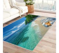WQBQKKX 3D Rugs Indoor ocean carpet Seaside Washable Rectangle, Soft Short Pile for Bedroom Dining Room Non-Slip(Green 6)-60x90cm