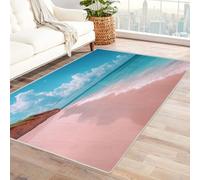WQBQKKX 3D Sea Light Blue Ocean Wave Beach Rugs Minimalist Rugs for Living Room Washable Rug for Bedroom Shot for Dining Room Kitchen Office(Blue 72)-150x180cm